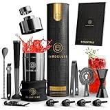 BarDeluxe® 12-teiliges Cocktail Set | Barkeeper Set | Bartender Set | 750ml Edelstahl Cocktailkshaker | Cocktail Mixer Set | Cocktail Shaker Set | Luxuriöses Cocktail Geschenkset mit Tasche