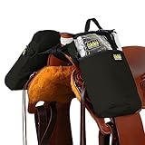 TrailMax Große Horn Satteltaschen Horn Satteltaschen für Pferde Trail Riding Satteltaschen für Western & Endurance Sättel Doppelt genäht 600 Denier Poly Satteltaschen Schwarz