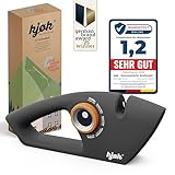 kjøk Premium Messerschärfer manuell - Drehknopf Messerschleifer und Scherenschleifer - ABS Gehäuse in schwarz-matt mit 5 Stufen Diamant-, Keramik- & Wolframcarbid-Stäbe für Messer Werkzeug Schere