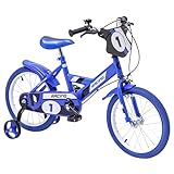 Baroni Toys Sportliches Kinderfahrrad 40,6 cm (16 Zoll), mit Stützrädern, Stahlfahrrad für Kinder, blau, von 4 bis 7 Jahren, Größen