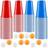 Beer Pong Becher Set, Bierpong Becher Enthält 100 Becher und 12 Tischtennisbälle, 500ML Beerpongbecher, Wiederverwendbare Partybecher für Weihnachten Party Geburtstag Festivals Hochzeit Camping