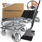 Bissmann® Möbelroller Set | Stabiler Möbelheber mit 4 Transportroller aus 100% Stahl | Schonende 1,5 Zoll PU Räder | Kinderleicht Möbel verschieben | 600kg Belastbarkeit