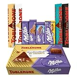 Milka und Toblerone Lovers Schokoladen-Geschenkkorb - Geschenkbox Auswahl - Schweizer Milchschokolade mit Honig und Mandelnougat Schokolade