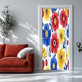 Türaufkleber Türtapete Blumenmuster 77x200 cm Weiß Selbstklebend TürPoster, Türfolie Poster Fototapete Abnehmbare Tapete Vinyl Tür Aufkleber Innentür Schlafzimmer Küche