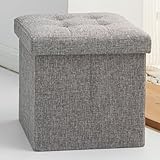 Oak&Tea Sitzhocker mit Stauraum faltbar Aufbewahrungsbox Hocker mit Stauraum Fußhocker Hocker Wohnzimmer Sofa Leinen Hocker grau 30x30x30cm