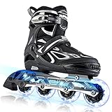 2PM SPORTS Verstellbar Inliner für Kinder, Leucht Inline Skates Rollschuhe für Damen/Herren (Grey M)