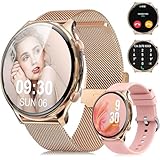 Tisoutec Smartwatch Damen Herren,Fitnessuhr Tracker mit Telefonfunktion 1,39' AMOLED-Display,Uhren Fitness Tracker IP67 Wasserdicht/Blutsauerstoff/Sportuhr Aktivitätstracker für Android/iOS Gold