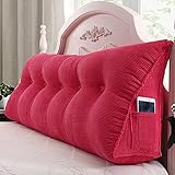 Dreieckiges Keilkissen, einfarbig, für Doppelbetten, große Rückenlehne, Lesekissen, 100 x 23 x 50 cm, Rosa