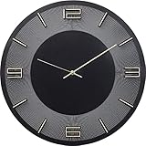 Kare Design Wanduhr Leonardo, Schwarz/Gold, Wanduhr, Uhr, Holz, Aluminium, 49x49x5 cm (H/B/T)