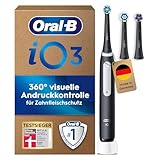 Oral-B iO Series 3 Plus Edition Elektrische Zahnbürste — Electric Toothbrush, Inkl. 3 Aufsteckbürsten, 3 Putzmodi für Zahnpflege — Designed by Braun, TESTSIEGER Stiftung Warentest (12-2024), Schwarz