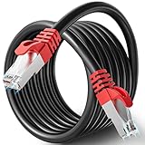 Soibke LAN Kabel 12 Meter, Cat 7 Netzwerkkabel 12m Geschirmtes Outdoor Indoor Ethernet Kabel Hochgeschwindigkeit 10Gbps Wlan Kabel 12m RJ45 SFTP Gigabit Internet Patchkabel Schwarz für Modem, Router