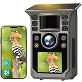 FKPCAM Wildkamera mit Handyübertragung APP, Solar WLAN 4K HD Video 64MP Eingebaute 7500mAh Wiederaufladbare Batterie, Vollfarbige Nachtsicht, 64GB Speicherkarte, IP67 Wasserdicht, 130° Weitwinkel
