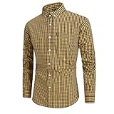 YOSUWOAI Trachtenhemd Herren Oktoberfest Kariertes Hemd Langarm Trachten Hemden Bayrisches Shirt Männer Revers Karohemd Atmungsaktiv Frezeithemd Slim Fit Baumwolle Traditionellhemd