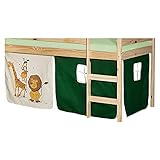 IDIMEX Vorhang Gardine Bettvorhang Dschungel zu Hochbett Rutschbett Spielbett in grün/beige mit Tiermotive