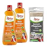 POLIBOY Holz Reiniger - Konzentrierter Holzmöbelreiniger für innen und außen - 2x 500 ml - Mit Baumwolltuch - Made in Germany