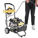 Tragbarer Hochdruckreiniger mit 2 Rädern, 7,5 PS Motor mit 3400U/min, 5-in-1 Düse und 7.6m Schlauch, Wasserfilter und Pistole, Druck: 170 bar, Maximaler Durchfluss: 9 L/min