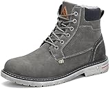 Mishansha Winterschuhe Herren Gefüttert Winterstiefel Wasserdicht Freizeit Warme Männer Winter schuhe Rutschfest Wander Schuhe Outdoor Leder Boots Grau gr.43 EU