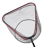 Desiumite Zusammenklappbarer Angelkescher mit 8 mm Schraubanschluss, beschichtetem Nylongeflecht und Rahmen aus Aluminiumlegierung für Süß- und Salzwasserangeln (klein, 38 cm)