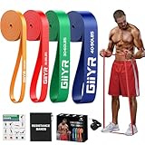 Giiyr fitnessbänder Widerstandsbänder mit 5 Stufen,Resistance Bands für Männer und Frauen,Fitnessband Set Trainingsbänder für Yoga, Pilates, Training,Klimmzughilfe, Krafttraining (4 Farben (5-90lbs))