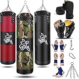 Prorobust Schwerer Boxsack für Erwachsene Jugendliche Kinder Ungefüllter Boxsack Set mit Boxhandschuhen, Wraps, Kette, Deckenhaken für MMA, Kickboxen, Muay Thai, Karate, Taekwondo