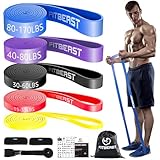 FitBeast Widerstandsbänder Set, 5 Level Pull-up-Bänder für Krafttraining, Crossfit, Powerlifting, Muskelaufbau, Heimtraining, Mobilität, Stretching (Helles Spektrum 5-170 LBS)