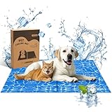 Nobleza - Kühlmatte Hunde Kühlkissen Kühl Hundedecke Kaltgelpad für Katzen Selbstkühlend Ungiftige Gelauflagen Welpe Katzenbett Kühlmatratze im Sommer, 120 * 80cm, Blau, XXL