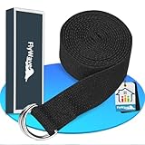 FlyWave Premium Yogagurt - Haltbares Baumwoll-Gurt Mit Metall D-Ring, Multifunktionales Strap für Flexibilität und Fitness, für Anfänger und Fortgeschrittene Yoga-Enthusiasten, 3.8 x 183cm