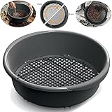 botle Gartensieb Sieb aus Kunststoff Sieblochgröße 4-10 mm (DxH) 37,4cmx10,4cm Anthrazit Rund manuelle Verstellung des Siebeinsatzes für Sand und Kompost