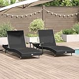 Frdhee Gartensessel Relaxstuhl,Liegestühle 3 pcs Schwarz 40 x 40 x 40.5 cm Poly-Rattan,Hochlehner Gartenstuhl für Garten,Pool,Terrasse
