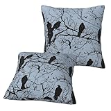 Hzhuaoeg Kissenbezug, Motiv: Krähenvögel, für Sofa, Couch, Wohnzimmer, Sofa, Bett, 45,7 x 45,7 cm, Schwarz, 2 Stück