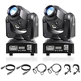 (2Pack) LED Moving Head Light Mini 30W DJ Moving Head Gobo Light mit 8 Gobos und 8 Farben, DMX und sprachgesteuertem Stage Strobe Spotlight für Hochzeit, DJ, Party, Club, Disco, Beam Lights