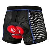 UBOHUZ Radlerhose Herren Radunterhose Atmungsaktive Mesh-Reitunterhose Gelpolster Stoßfeste Fahrradshorts Fahrradunterwäsche Für Outdoor Radsport(Blue,XXL)