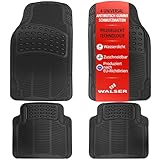 Walser Universal Auto-Gummimatten-Set Spartakus, Automatten 4-teilig zuschneidbar, Universal Fußmatten-Auto, PKW-Fußraummatten schwarz