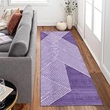 Siunwdiy Extra Langer Teppich Läufer Flur Küche rutschfest Waschbar flurläufer 140x280cm Violetter Teppichläufer Korridor Teppich Küchenläufer Lang Modernes Design Läuferteppich Meterware Anpassbar