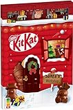 KitKat NESTLÉ KITKAT Adventskalender Schokolade mit 3D-Effekt, Weihnachtskalender mit 24 Schokoladenfiguren und Kugeln mit Knusperstückchen, 1er Pack (1 x 208g)