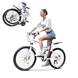 NaMaSyo 26 Zoll 21 Gang Mountainbike Klappbar Fahrrad Scheibenbremse MTB Erwachsenen Schaltung Mountain Bike mit Schutzblechen für Outdoor-Touren Camping Damen Herren