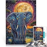 Puzzle für Erwachsene, 1000 Teile Lernspielzeug für die ganze Familie Elefant, der König des Waldes EIN Kunstwerk52x38cm