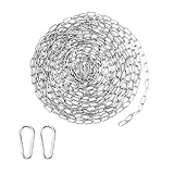 Edelstahlkette Meterware 1.5 mm, 6m Edelstahl Kette Mit Karabiner Stahlkette, Metall Kette Zum Aufhängen, Gliederkette Edelstahl Für Hundekette Ankerkette Wäschekette Schwenkkette (1.5mm, 6m)