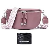 YISUOHOOM Crossbody Bag Damen Veganes Leder Umhängetasche Damen Klein Handtasche Stylisch Bauchtaschen Brusttasche Lila