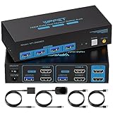 HDMI USB 3.0 KVM Switch 2 PC 2 Monitore 4K@60Hz KVM-Switches für 2 Computer/Laptops teilen sich Dual Monitore und 4 USB 3.0-Anschlüsse wie Tastaturen, Mäuse Drucker und U-Disk