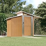 qohoio Geräteschuppen Braun 270x130x208,5 cm Verzinkter Stahl Gartenhaus Gartenschrank Garden Shed Fahrradunterstand GeräTeschuppen