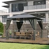 Devoko Pavillon 3x3 Wasserdicht Stabil Winterfest Deluxe Gazebo, UV-Schutz 50+ Doppeldach Partyzelt Gartenzelt Patio Gazebo für Festival, Events, Partys für 4-6 Personen, Grau