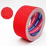 Dracqwn Anti-Rutsch-Klebeband, Starke Griffigkeit, Abrasive, Rutschfeste Gefahrenbandstreifen, 2/4/6 Zoll, 16 Fuß Rolle For Stufen, Treppen, Rampen, Skateboard, Outdoor, Leiter(Red W 2in)