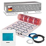 VILSTEIN Elektrische Fußbodenheizung 150W/m², für Fliesen Laminat und mehr, Komplett-Set, TWIN Technologie Heizsystem, Fußboden Heizmatte, 2.0x0.5m - 1 qm