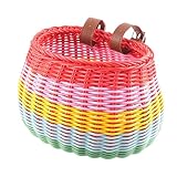 Fahrradkorb, Kinder-Lenker-Fahrradkorb mit abnehmbarem Gurt, stabile gewebte Lenker-montierte Aufbewahrung für Mädchen- und -Fahrräder, Outdoor, Reisen, Reiten, Spielplatz, Hinterhof