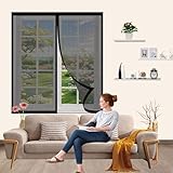 Fliegengitter Balkontür Magnet 98 x 220 cm Lichtdurchlässig, Reißfest, Wetterfest, Langlebig Insektenschutz Lamellenvorhang Türvorhang für Wohnzimmer Schiebetür, Schwarz