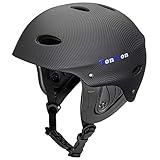 Tontron Classic Wakeboard Kajak Kitesurf Wassersport Helm (Matte Kohlefaser, L)