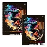 Staufen Collegeblock Move it Skater - 2 Blöcke je 80 Blatt, Lineatur 28 (5 mm kariert mit Randlinien), DIN A4, 4-fach Lochung, 70 g/m² Papier