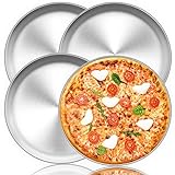 TEAMFAR Pizzablech, Rund Pizzaform Pizzapfannen 4er-Set aus Edelstahl, ∅ 29 cm Pizza Backblech zum Backen im Ofen, Gesund & Langlebig, Leicht zu reinigen & Spülmaschinengeeignet