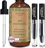 BIO RIZINUSÖL 100% Rein Kaltgepresst | Mascara + Eyeliner Kit | Für Haare Wimpern Augenbrauen & Haut | Haarwachstum - Haaröl & Gesichtsöl Made in Germany